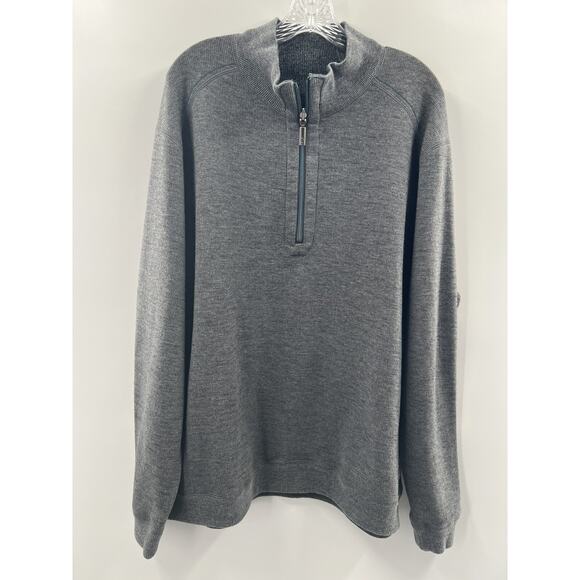 Tommy Bahama Men’s Long Sleeve Heathered Gray 1/4 Zip Pullover Size XXL (No Tag) - Picture 1 of 9